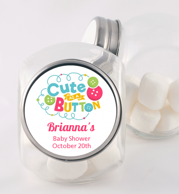 Cute As Buttons - Personalized Baby Shower Candy Jar