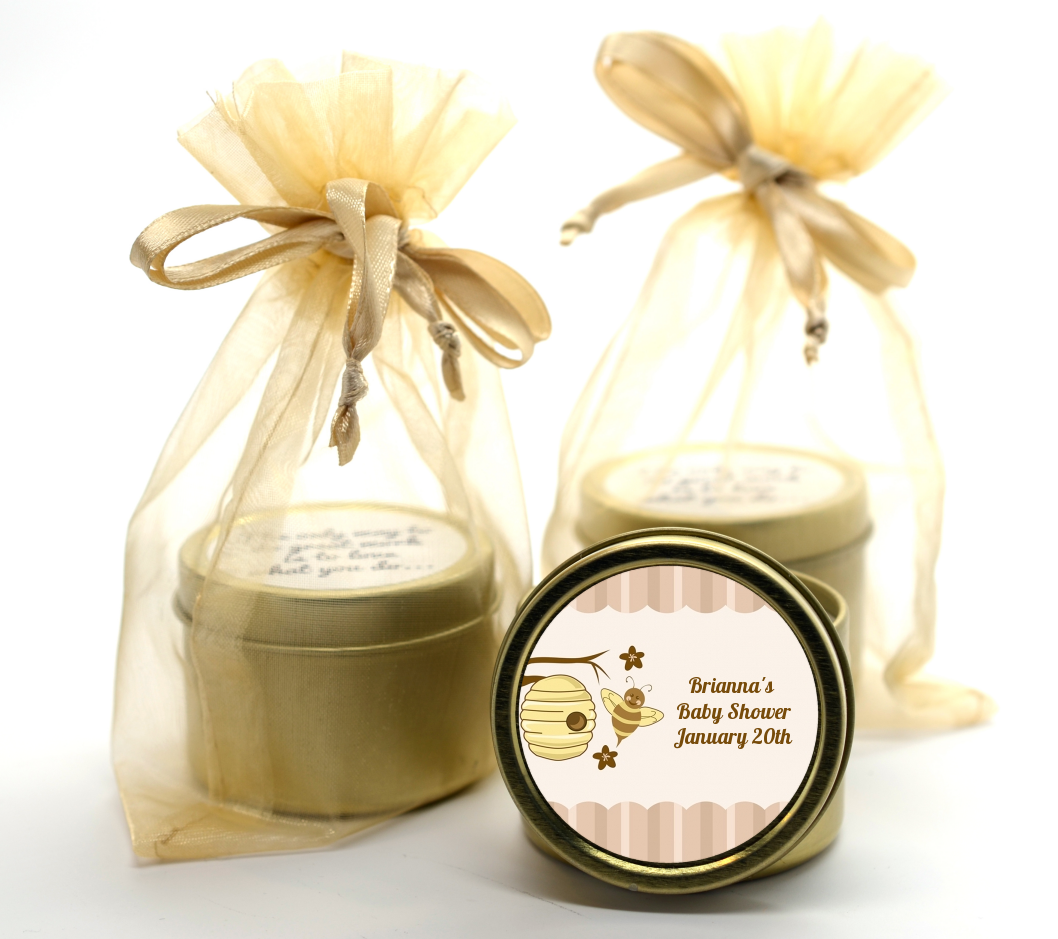 Cute As Can Bee - Baby Shower Gold Tin Candle Favors