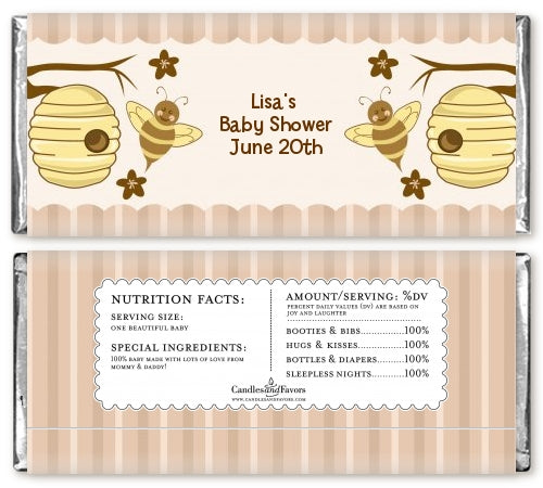 Cute As Can Bee - Personalized Baby Shower Candy Bar Wrappers