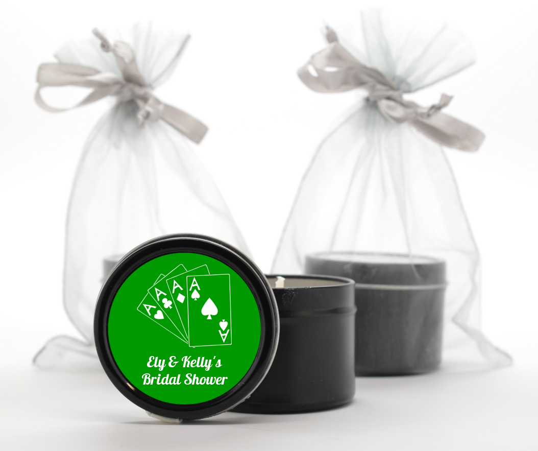 Deck of Cards - Bridal Shower Black Candle Tin Favors