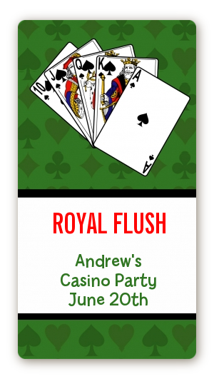 Casino Night Royal Flush - Custom Rectangle Birthday Party Sticker/Labels