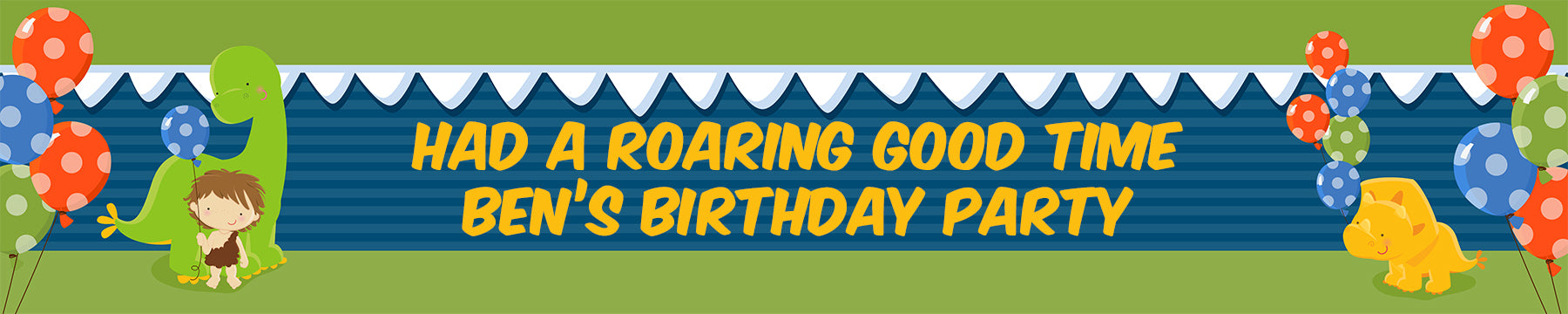 Dinosaur and Caveman - Personalized Birthday Party Banners