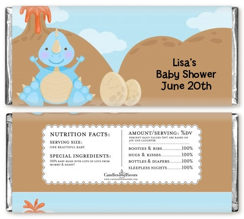 Dinosaur Baby Boy - Personalized Baby Shower Candy Bar Wrappers