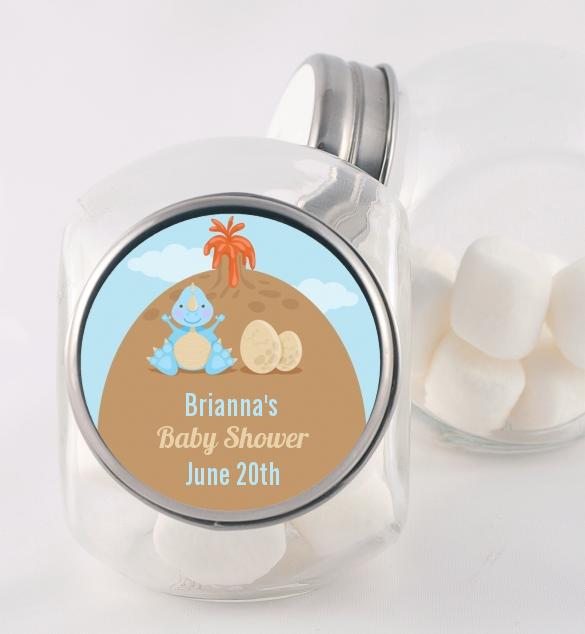 Dinosaur Baby Boy - Personalized Baby Shower Candy Jar