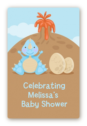 Dinosaur Baby Boy - Custom Large Rectangle Baby Shower Sticker/Labels