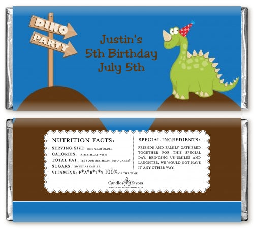 Dinosaur - Personalized Birthday Party Candy Bar Wrappers
