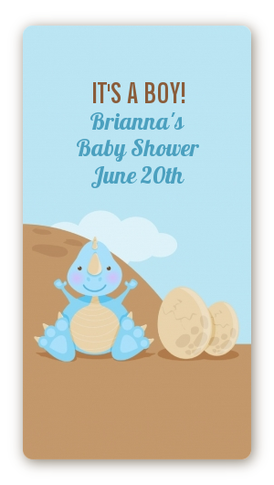 Dinosaur Baby Boy - Custom Rectangle Baby Shower Sticker/Labels