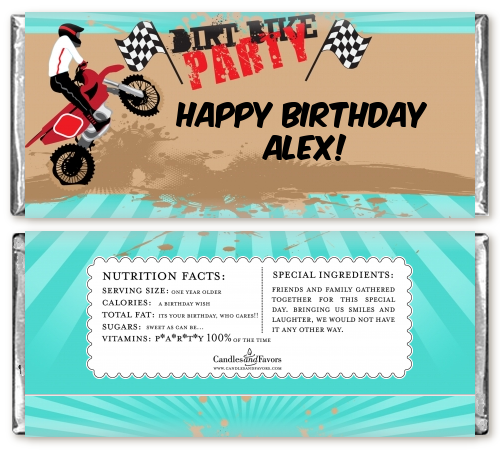 Dirt Bike - Personalized Birthday Party Candy Bar Wrappers