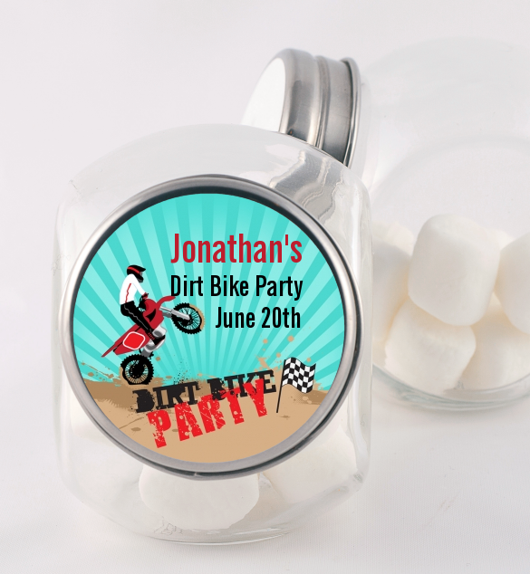 Dirt Bike - Personalized Birthday Party Candy Jar