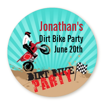 Dirt Bike - Round Personalized Birthday Party Sticker Labels