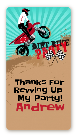 Dirt Bike - Custom Rectangle Birthday Party Sticker/Labels