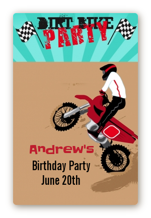 Dirt Bike - Custom Large Rectangle Birthday Party Sticker/Labels