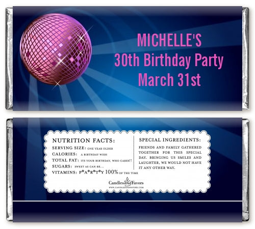 Disco Ball - Personalized Birthday Party Candy Bar Wrappers