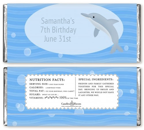 Dolphin - Personalized Birthday Party Candy Bar Wrappers
