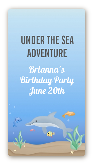 Dolphin - Custom Rectangle Birthday Party Sticker/Labels