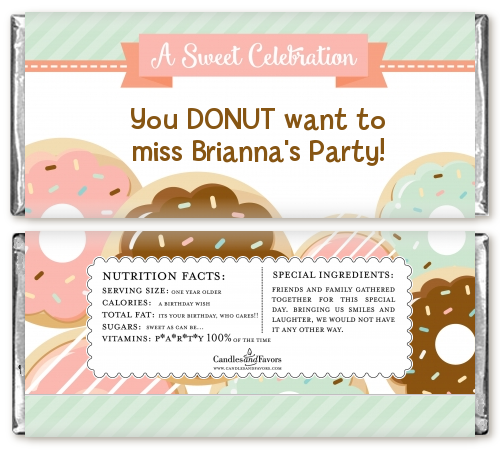 Donut Party - Personalized Birthday Party Candy Bar Wrappers