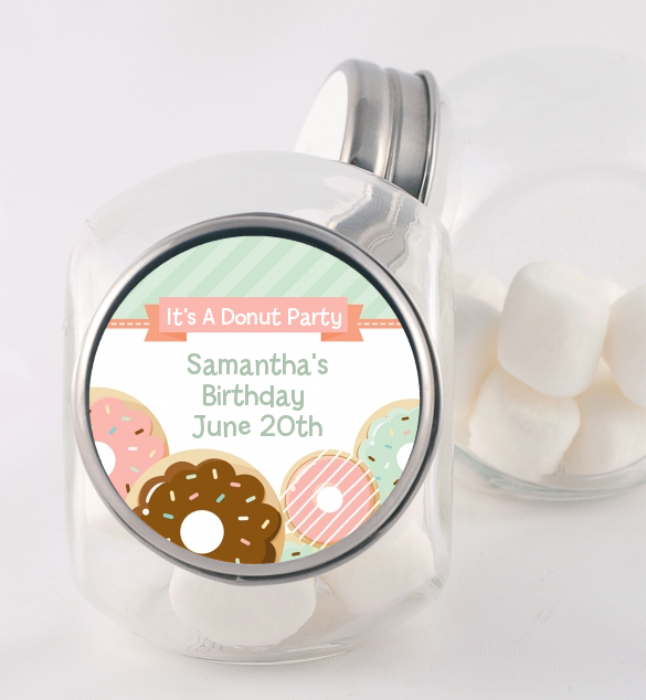 Donut Party - Personalized Birthday Party Candy Jar