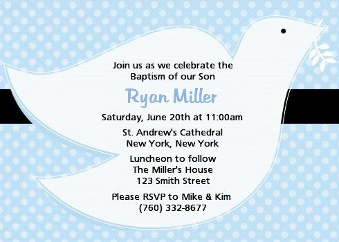 Dove Blue - Baptism / Christening Invitations