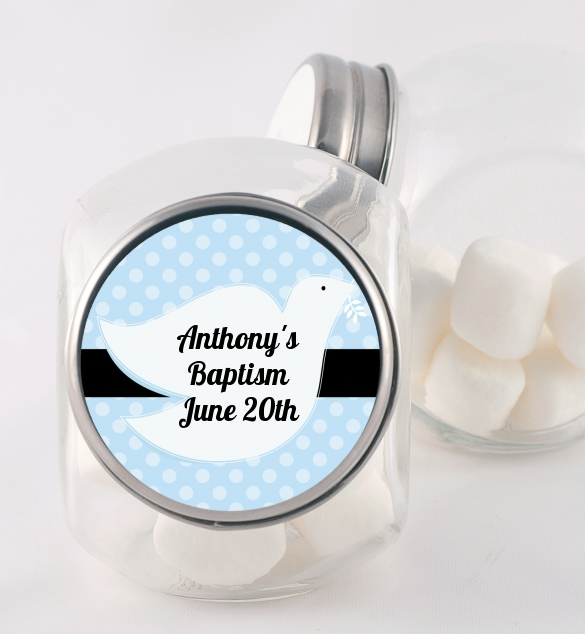 Dove Blue - Personalized Baptism / Christening Candy Jar