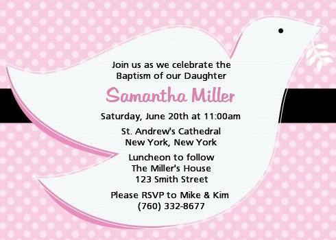 Dove Pink - Baptism / Christening Invitations