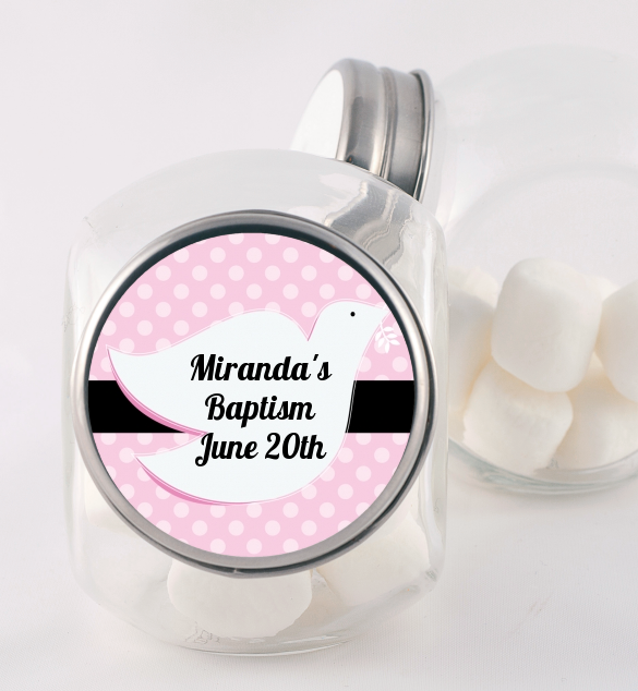 Dove Pink - Personalized Baptism / Christening Candy Jar