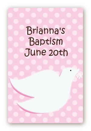 Dove Pink - Custom Large Rectangle Baptism / Christening Sticker/Labels