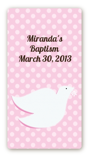 Dove Pink - Custom Rectangle Baptism / Christening Sticker/Labels