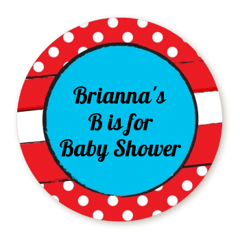 Dr. Seuss Inspired - Round Personalized Baby Shower Sticker Labels