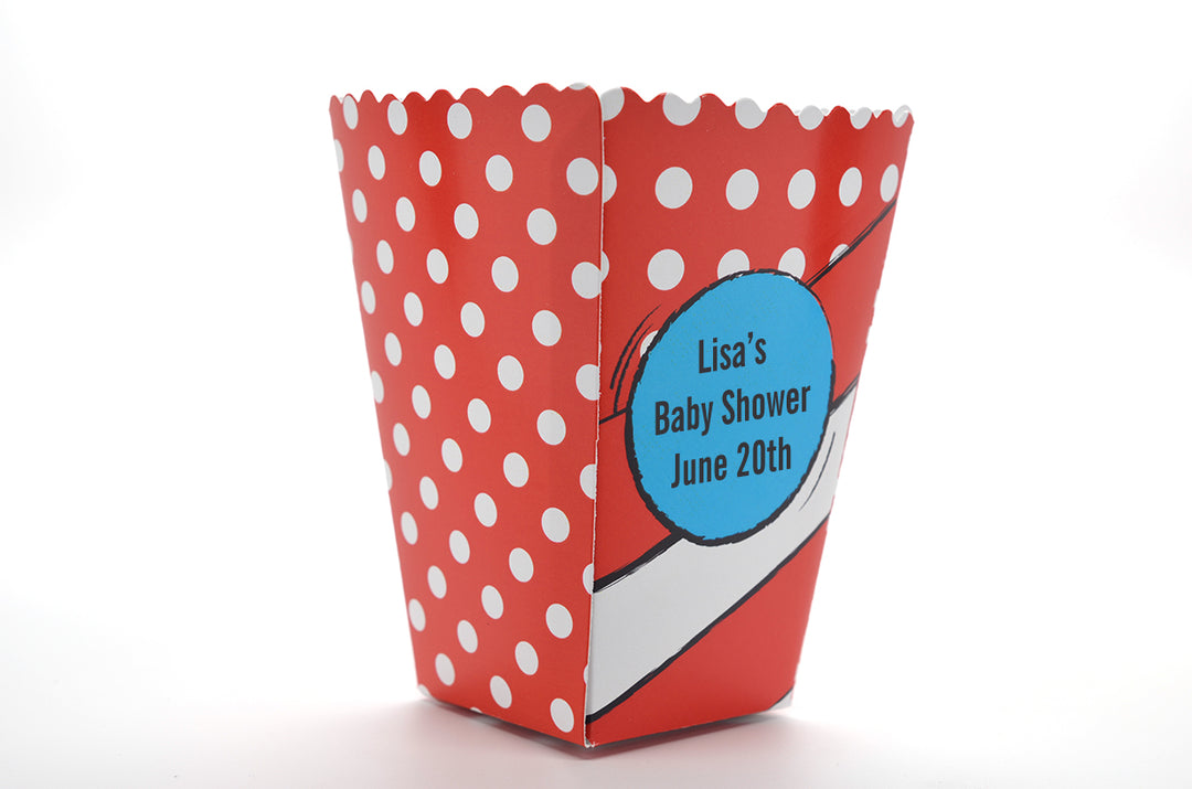 Dr. Seuss Inspired - Personalized Baby Shower Popcorn Boxes