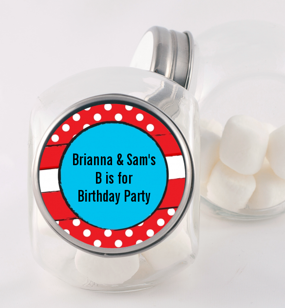 Dr. Seuss Inspired Thing 1 Thing 2 - Personalized Birthday Party Candy Jar