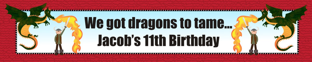 Dragon and Vikings - Personalized Birthday Party Banners