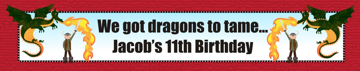 Dragon and Vikings - Personalized Birthday Party Banners