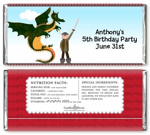 Dragon and Vikings - Personalized Birthday Party Candy Bar Wrappers