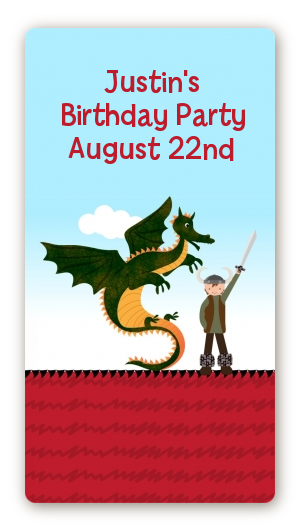 Dragon and Vikings - Custom Rectangle Birthday Party Sticker/Labels