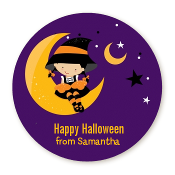 Dress Up Witch Costume - Round Personalized Halloween Sticker Labels