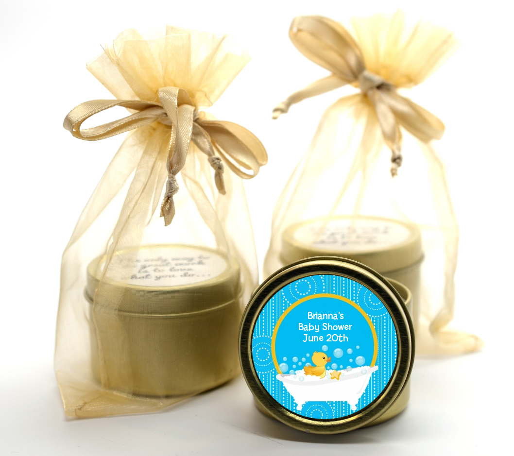Duck - Baby Shower Gold Tin Candle Favors
