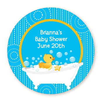 Duck - Round Personalized Baby Shower Sticker Labels