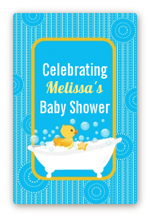 Duck - Custom Large Rectangle Baby Shower Sticker/Labels
