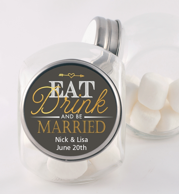 Eat Drink And Be Married - Personalized Bridal Shower Candy Jar