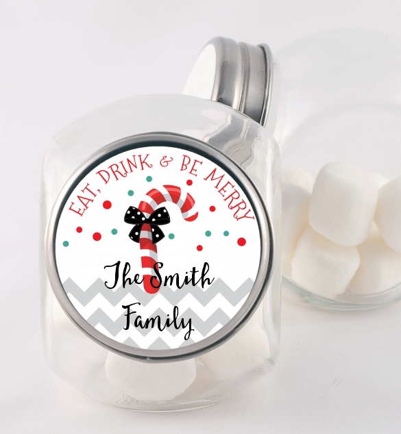 Eat, Drink & Be Merry - Personalized Christmas Candy Jar