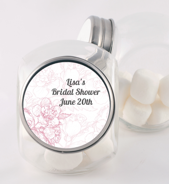 Elegant Flowers - Personalized Bridal Shower Candy Jar