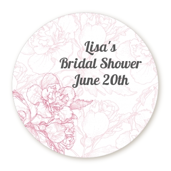 Elegant Flowers - Round Personalized Bridal Shower Sticker Labels