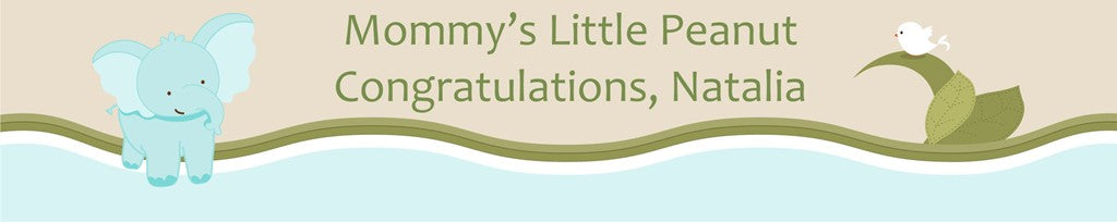 Elephant Baby Blue - Personalized Baby Shower Banners