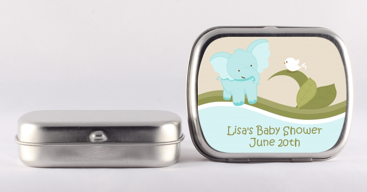 Elephant Baby Blue - Personalized Baby Shower Mint Tins