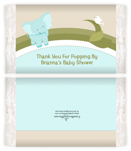 Elephant Baby Blue - Personalized Popcorn Wrapper Baby Shower Favors