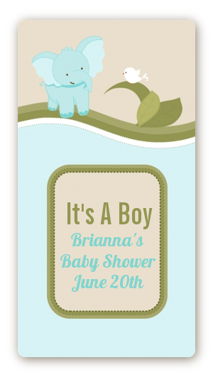 Elephant Baby Blue - Custom Rectangle Baby Shower Sticker/Labels