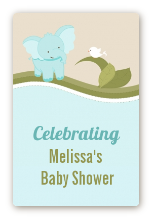 Elephant Baby Blue - Custom Large Rectangle Baby Shower Sticker/Labels