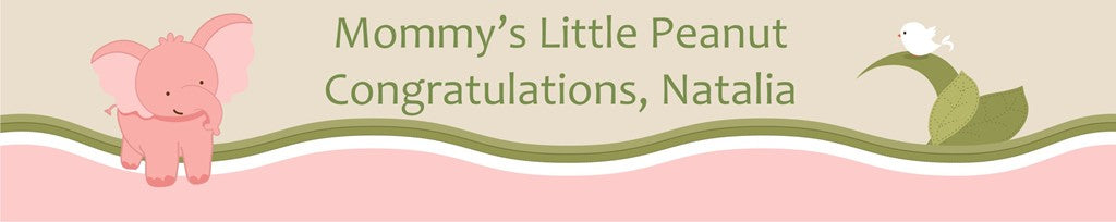 Elephant Baby Pink - Personalized Baby Shower Banners
