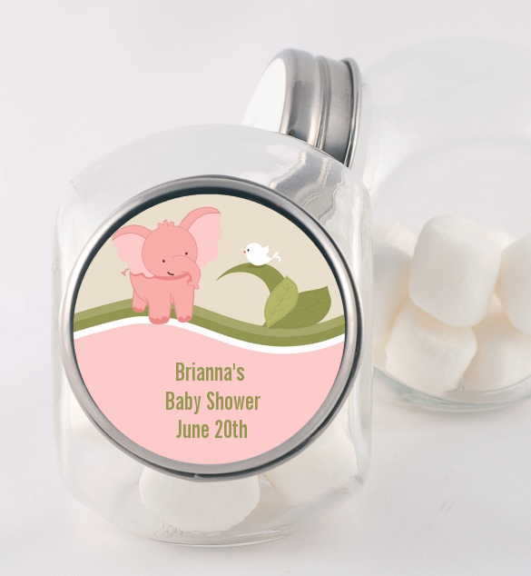 Elephant Baby Pink - Personalized Baby Shower Candy Jar