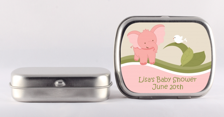 Elephant Baby Pink - Personalized Baby Shower Mint Tins